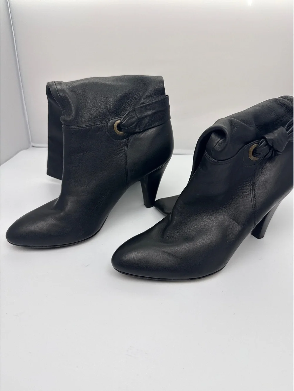 Vintage Arturo Chiang Leather Knee High Boots 8.5 Black Y2K Heeled Tall